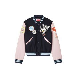 Kenzo Men Embroidered Wool Varsity Jacket With "Kenzo Badges."